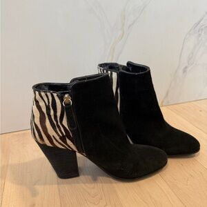 Black and Zebra Print Ankle Boots